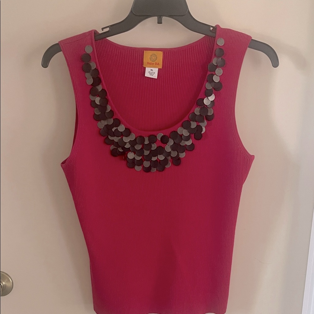 Ruby Rd. Fuchsia Tank Top with Black Accents